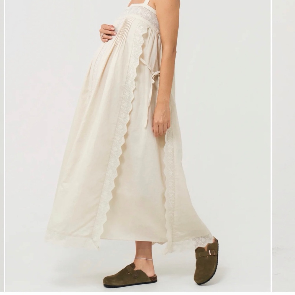 NWT Rhea Dress Cream Lace Trim Maxi